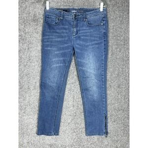 Tribal Denime Caterine‎ Cropped Jeans Womens Size 8 Stretch Blue Zippered Hem